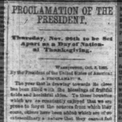 Proclamation of the President - Thanksgiving 1863